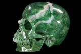 Realistic, Carved Green Stone Verdite (Fuchsite) Skull #116514-3
